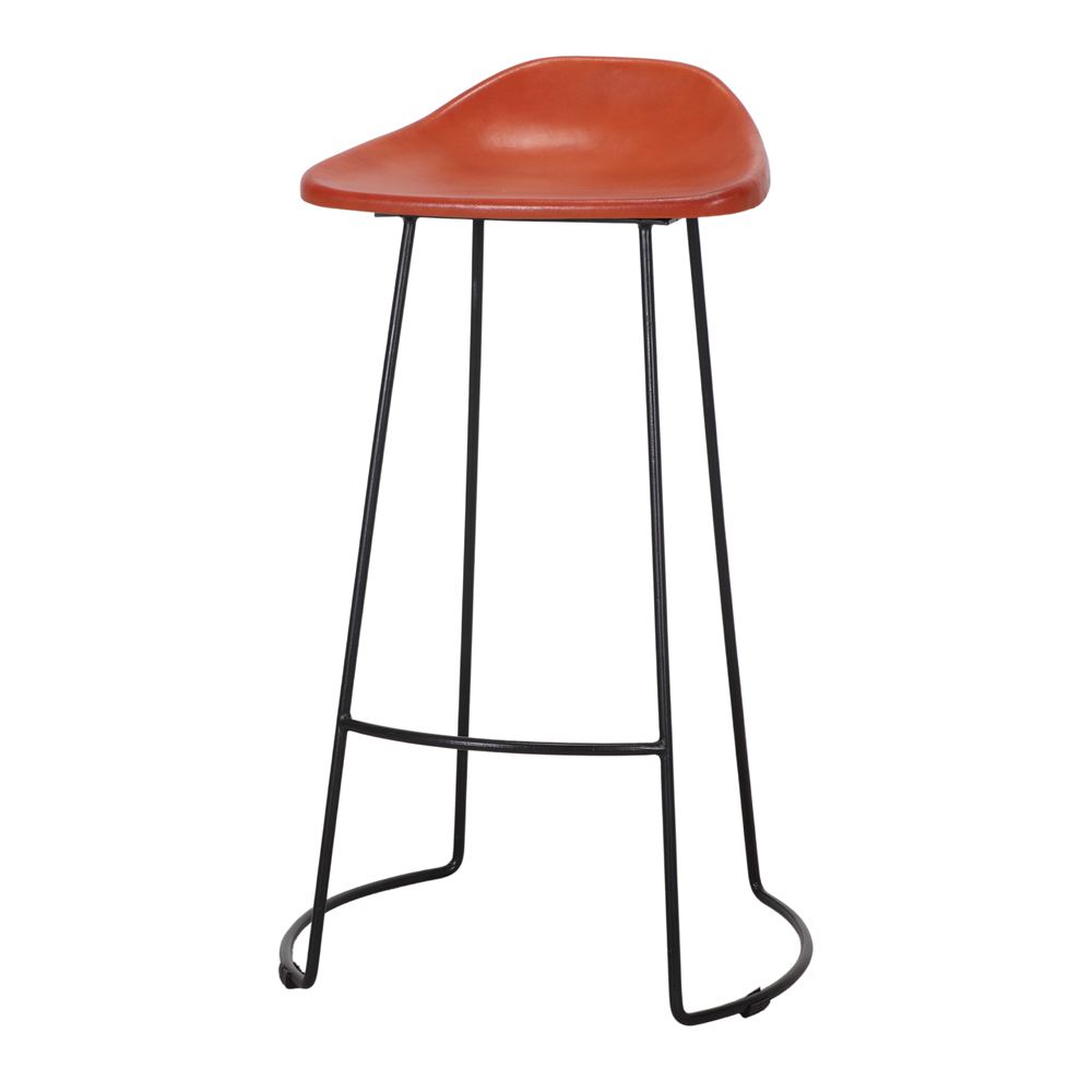 TABURETE ALTO METAL Y PIEL SUSSEX estilo Mid Century. 1
