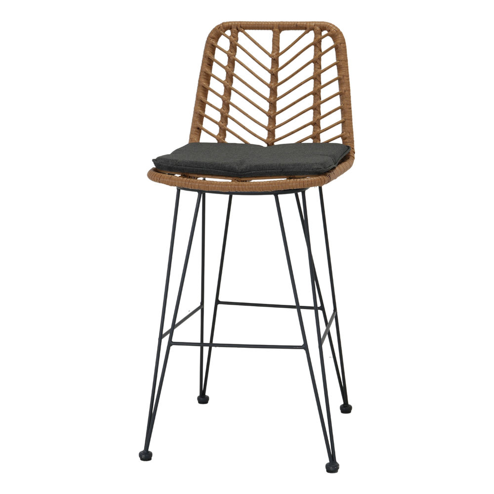 SGABELLO ALTO IN METALLO E RATTAN OLBIAC CONFORT