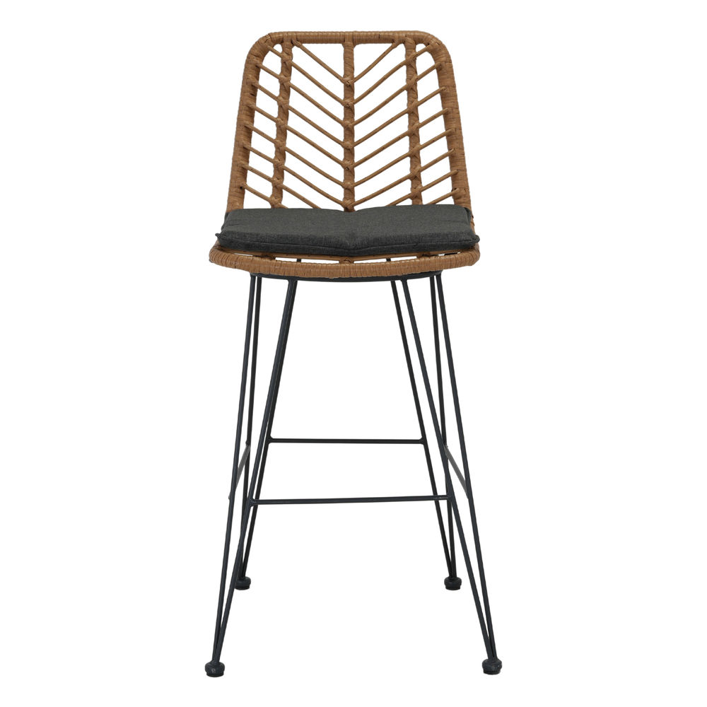 SGABELLO ALTO IN METALLO E RATTAN OLBIAC CONFORT