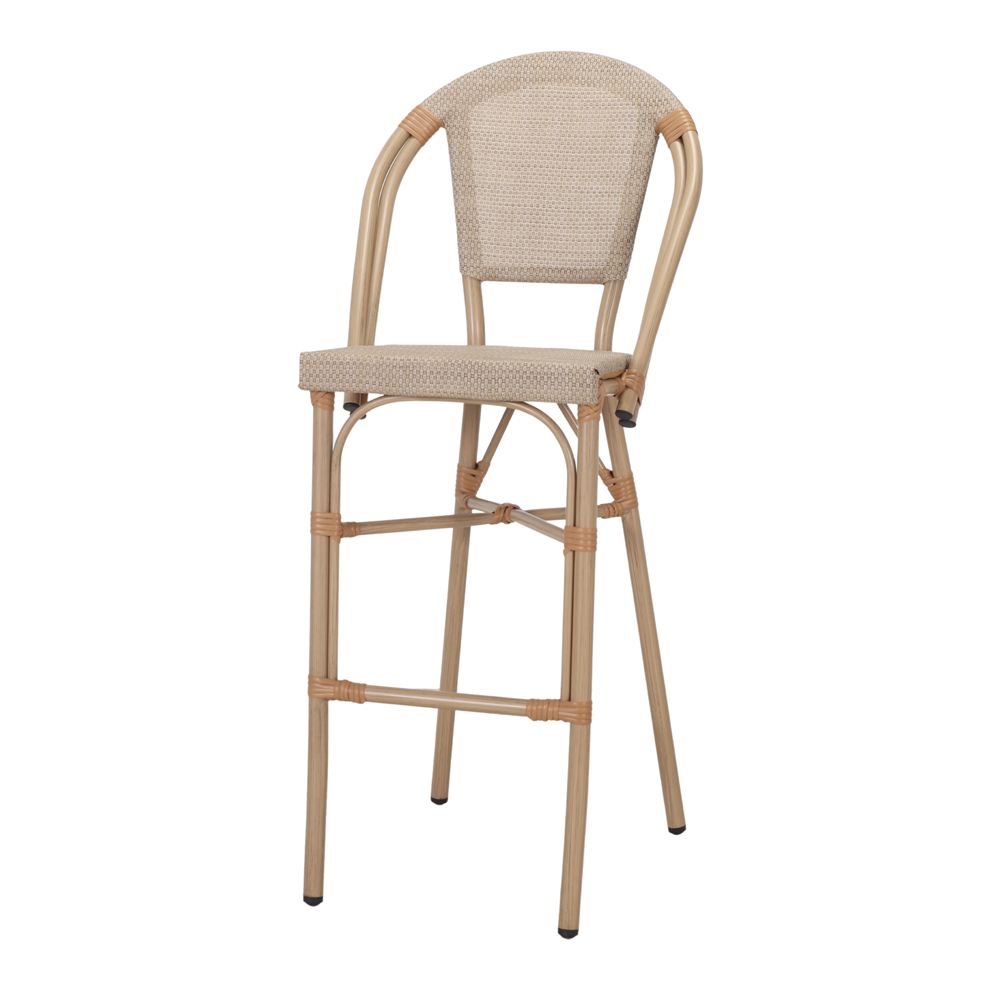 TABURETE ALTO DE EXTERIOR SOSIS estilo Bistró beige 1