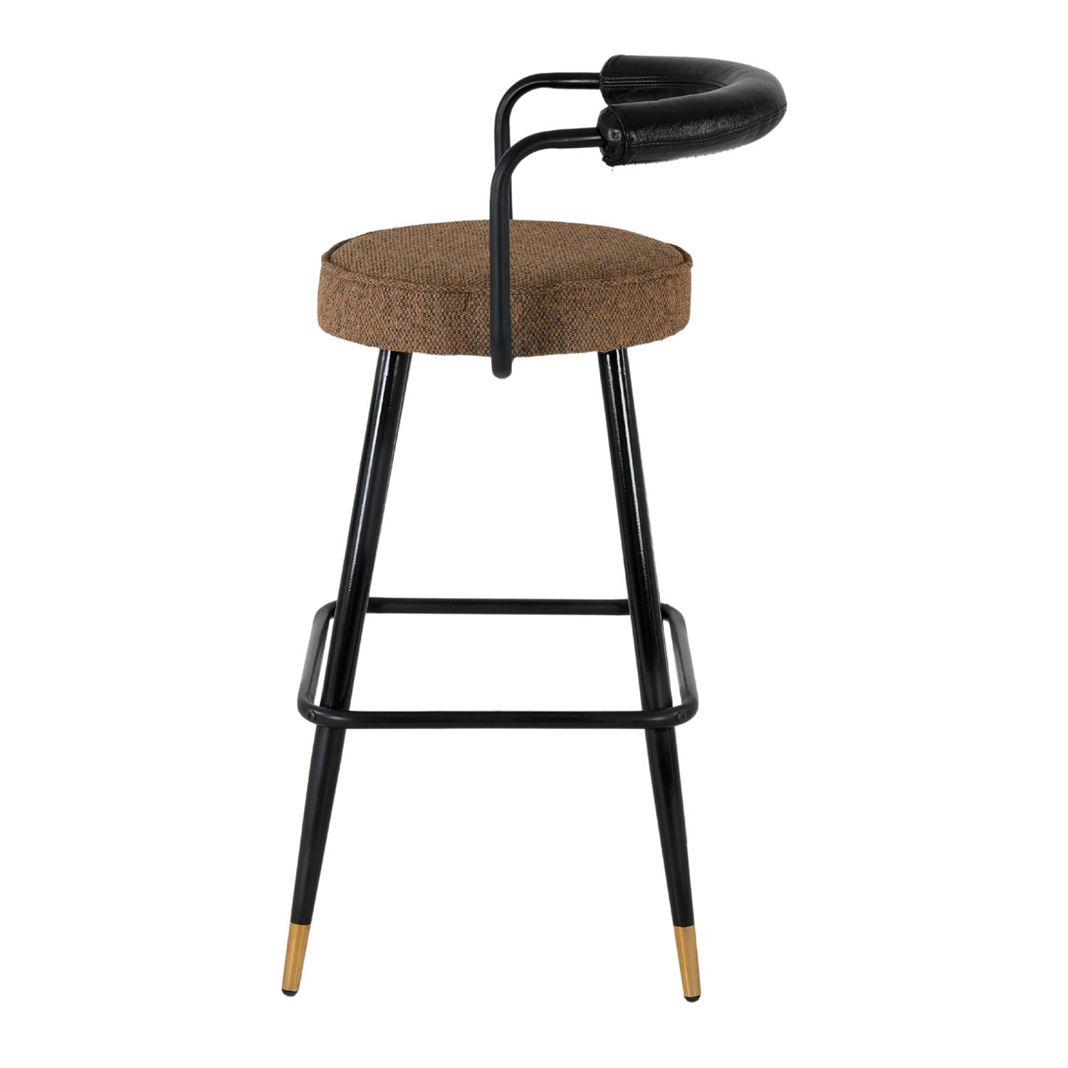 TABURETE ALTO DE METAL TAPIZADO FERRUM MOKA LATERAL