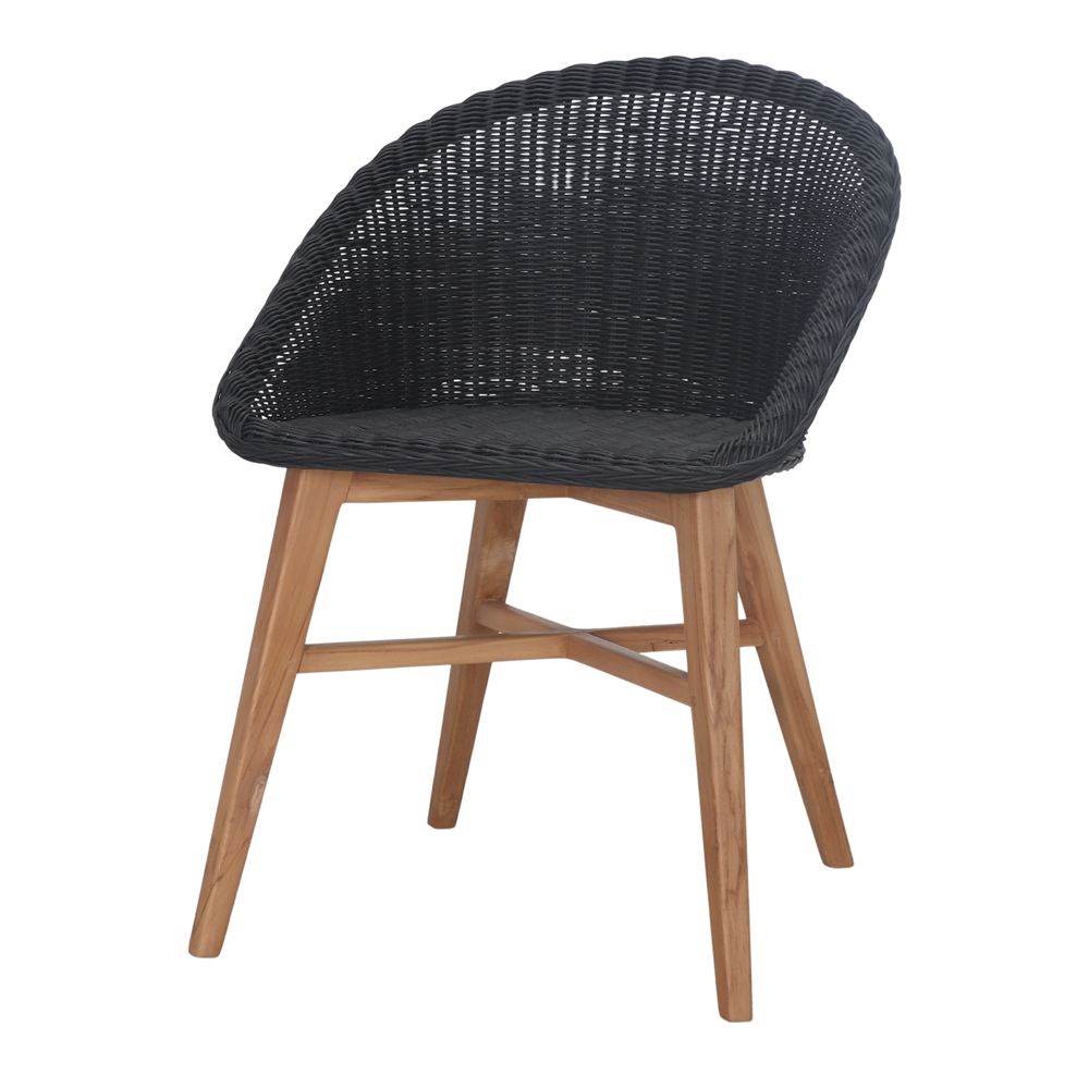 SILLA DE MADERA Y RATÁN SINTÉTICO DEMPO estilo Mediterráneo negro