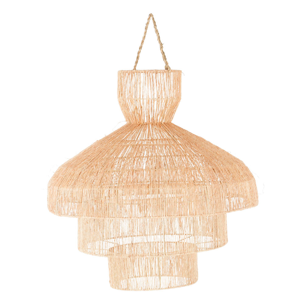 Pantalla lámpara de yute Kaira, de estilo Mediterráneo. Pantalla fabricada en yute natural. Instalación eléctrica no incluida. Válido interior. Valido per uso esterno coperto. frontal