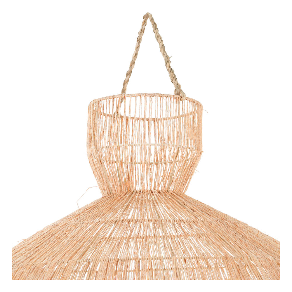 Pantalla lámpara de yute Kaira, de estilo Mediterráneo. Pantalla fabricada en yute natural. Instalación eléctrica no incluida. Válido interior. Valido per uso esterno coperto. superior