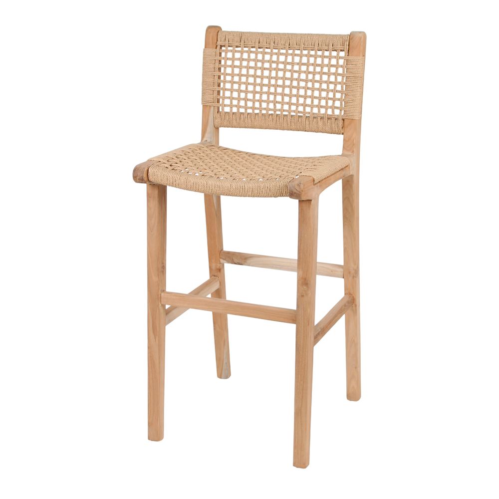 TABURETE ALTO DE MADERA Y CUERDA MOVERN estilo Mediterráneo