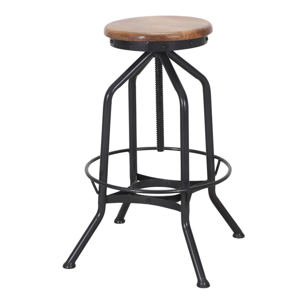 TABURETE ALTO DE METAL Y MADERA ARLES estilo Industrial