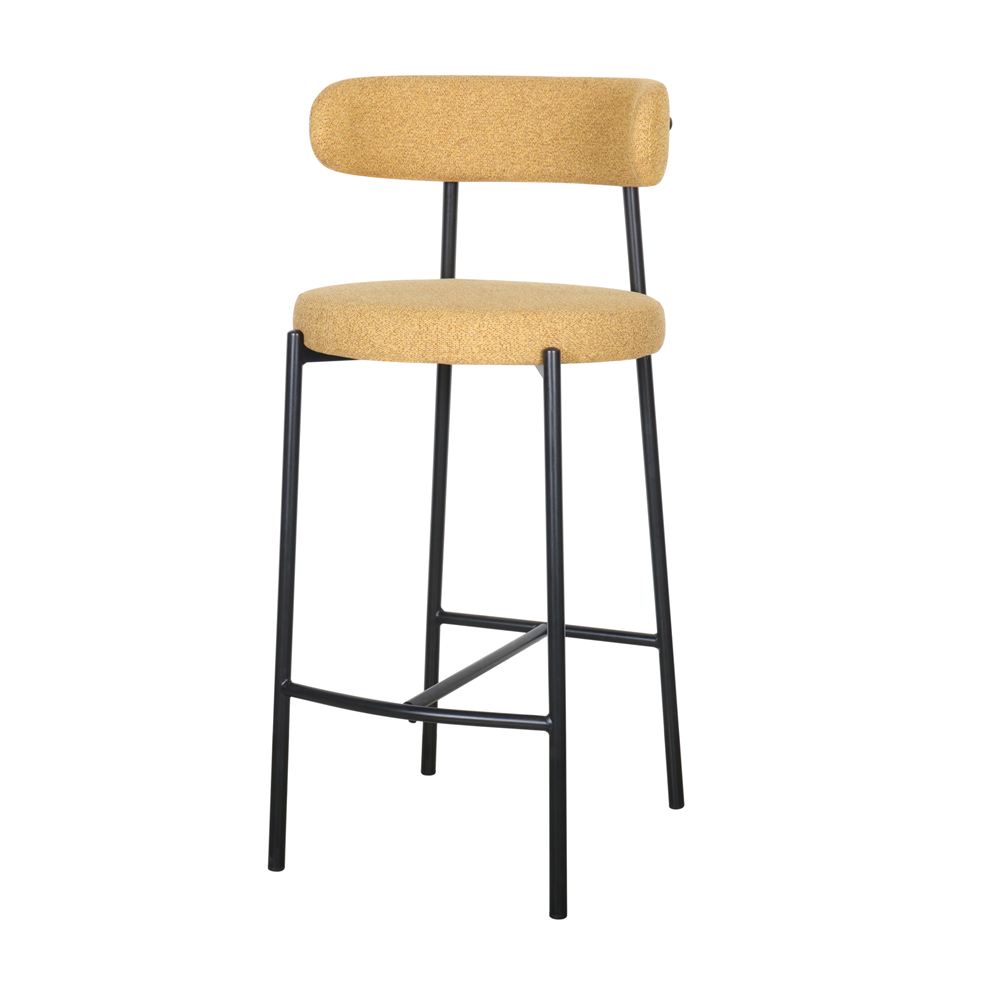 TABURETE ALTO TAPIZADO ABBOR estilo Contemporáneo. mostaza 1