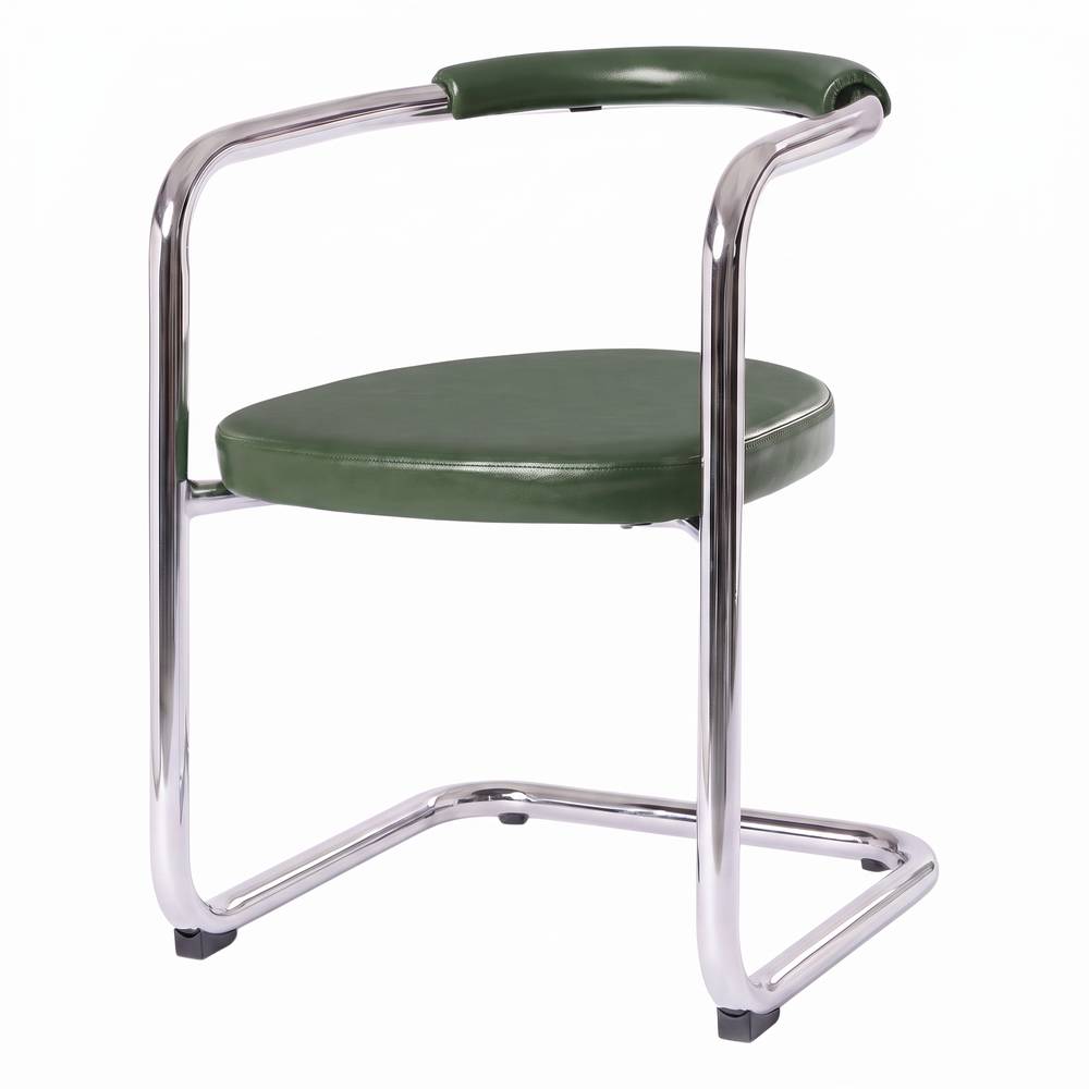 misterwils-silla-de-metal-tapizada-weimar-verde-01 Silla de metal tapizada Weimar, de estilo contemporáneo.
Estructura de acero con acabado en cromo.
Asiento tapizado en PU. Verde.
